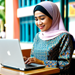 삼재풀이란 무엇인가 - **

"A professional Malay businesswoman in a modest baju kurung, working on a laptop at a cafe in Ku...