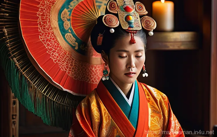 무속과 사주 차이점 - **Prompt 1: Dynamic Musok Ritual**
    "A captivating close-up of a Korean 'mudang' (female shaman) ...