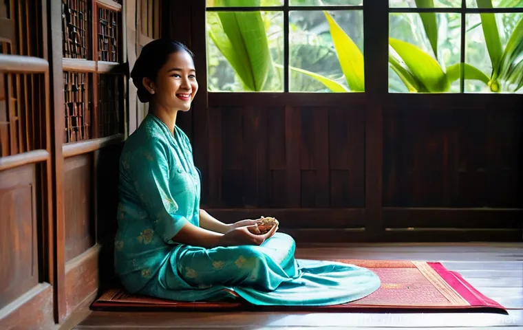 무속에서 행운을 기원하는 법 - Prompt 1: Welcoming Positive Aura in a Traditional Malay Home**