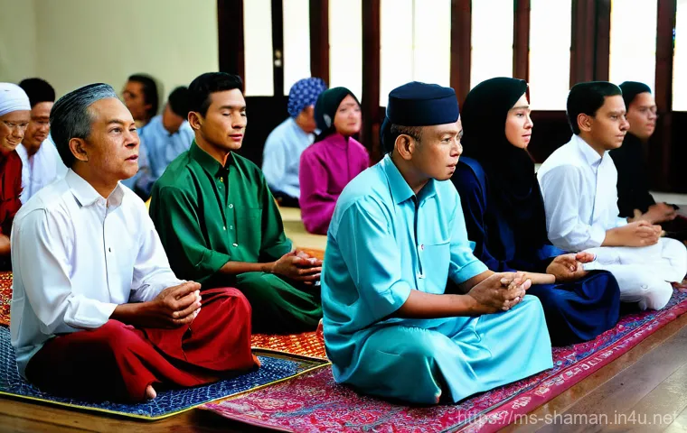 굿 의식 참여 시 주의사항 - "A warm and respectful scene depicting guests arriving at a traditional Malay wedding in Malaysia. W...