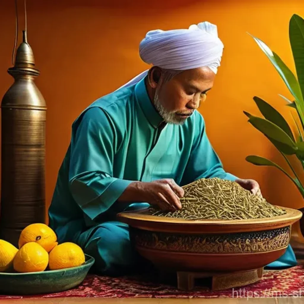 무속인의 교육 과정 - Here are three image generation prompts in English, detailing traditional Malay healing practices, w...