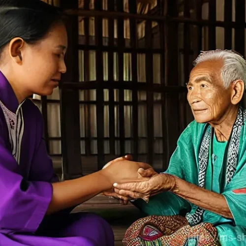 무속 관련 지역 경제 영향 - **Prompt 1: Traditional Healer in Session**
    A serene, close-up shot of an elderly Malay traditio...
