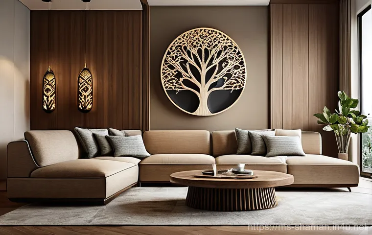 무속 신앙과 디자인 - **Prompt:** A graceful, contemporary Malaysian woman stands confidently in a minimalist art gallery....