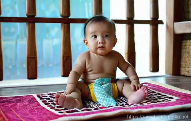 무속을 소재로 한 영화 - **Prompt:** A young Malay woman, dressed modestly in a long-sleeved baju kurung and headscarf, is st...